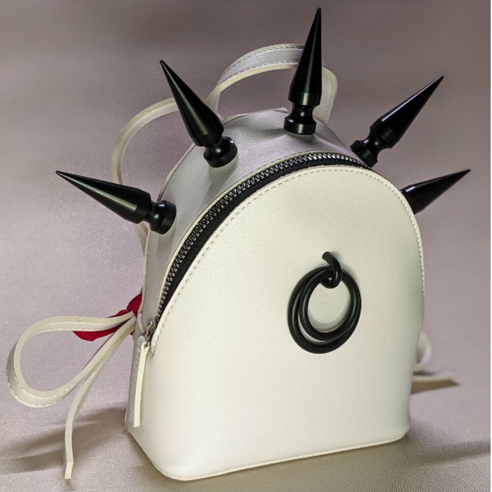 Mini vegan leather backpack Giant spikes, O ring
